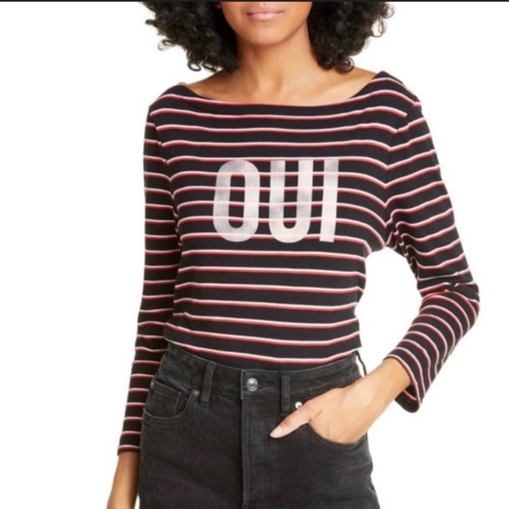 Cinq a Sept Oui Breton Striped Boatneck Top
